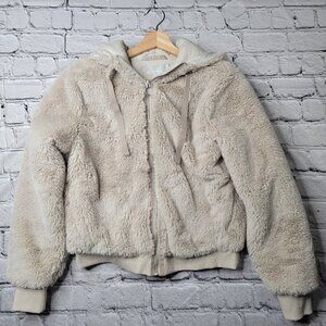 Athleta Ritual Jacket In Abalone Grey Beige Hooded Cropped Full Zip Size S